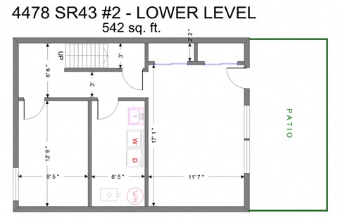 Floor plan for 3 beds, 1.5 baths, 1641 sqft